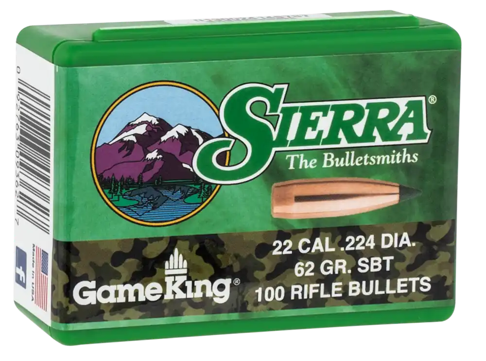 Sierra GameKing 62gr Spitzer Boat Tail Bullets - 100 Count Box