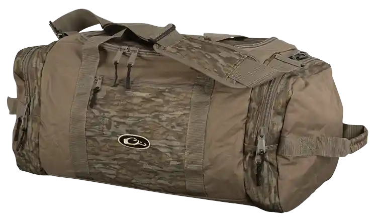 Drake Waterfowl Medium Duffle Bag in Mossy Oak Bottomland with Adjustable Shoulder Strap and 3 Exterior Pockets