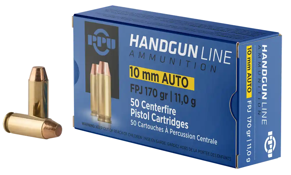 PPU PPH10F 10mm Auto 170gr FPJ Handgun Ammo - 50 Rounds/Box, 10 Boxes/Case