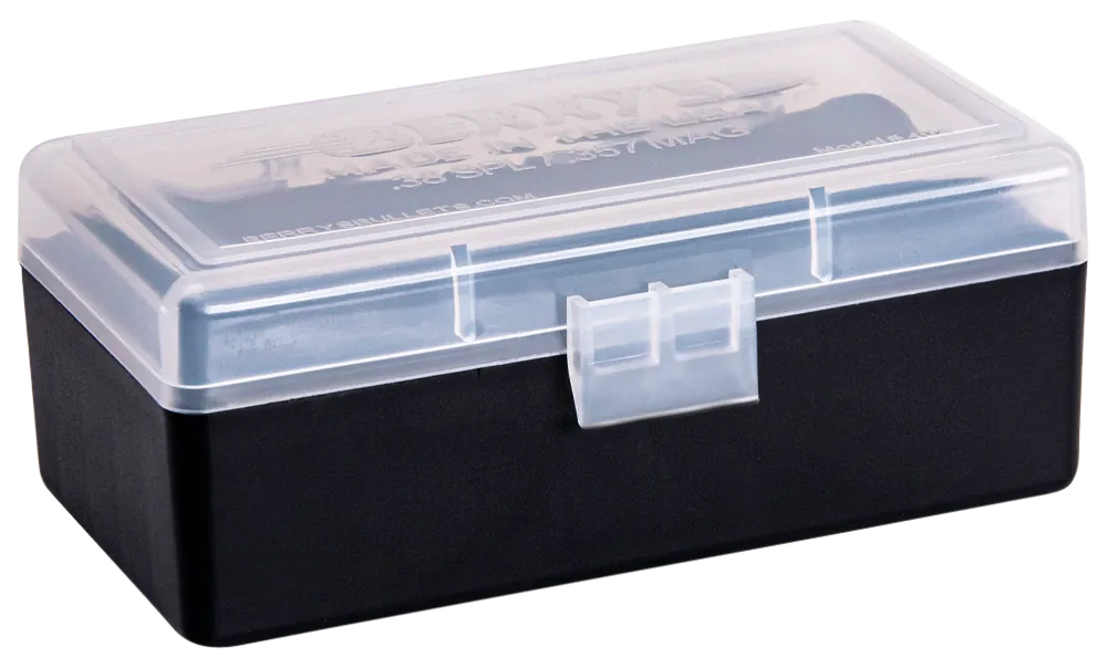 Berry's 61687 50-Round Ammo Box for .38 Special/.357 Mag - Clear/Black Polypropylene