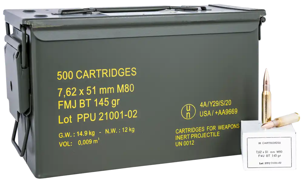 PPU Rangemaster 7.62x51mm NATO 145gr FMJ BT - 500 Rounds with Metal Can