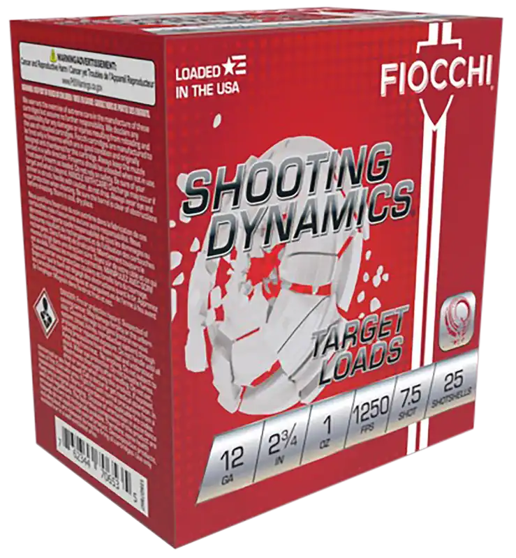 Fiocchi Shooting Dynamics 12 Gauge 2.75" 1oz 7.5 Shot Ammo - 25 Rounds per Box