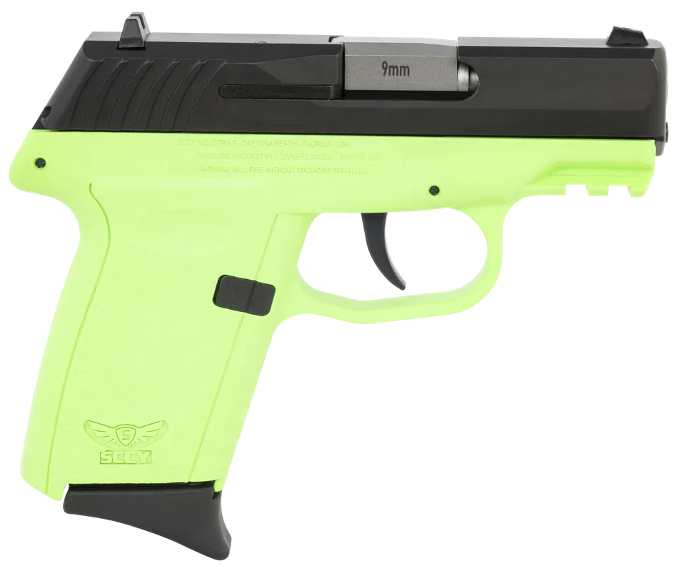 SCCY CPX-2CBLGG3 9MM Pistol 3.1" Barrel 10-Round Black/Lime with Night Sights