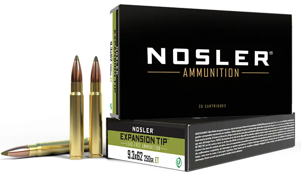 Nosler 40393 E-Tip 9.3mmx62 Mauser 250gr Lead-Free Ammo 20/Box