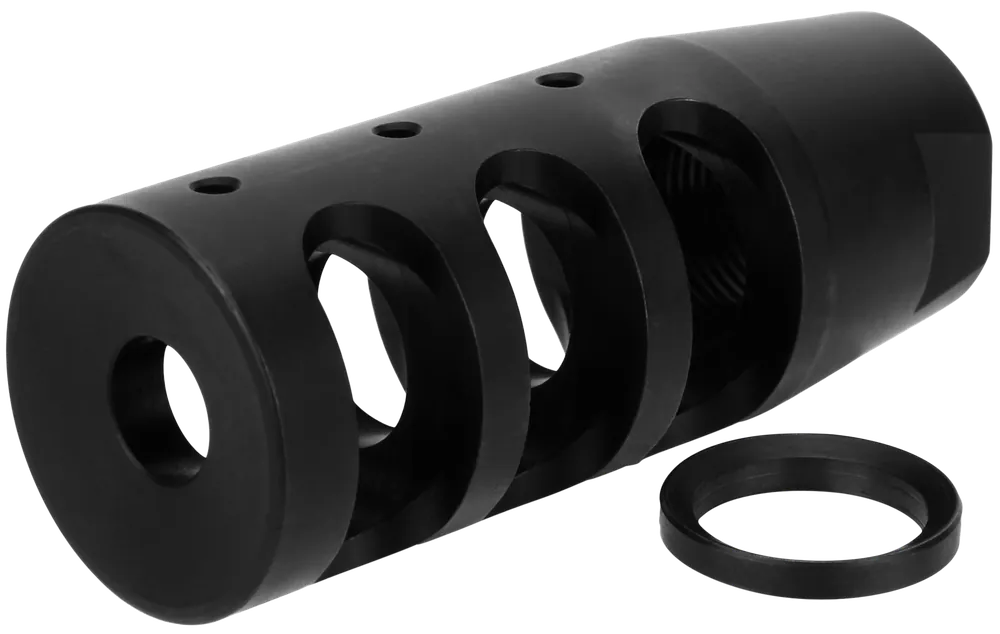 TacFire MZ1002N Compact Compensator for AR-15, Black Nitride, 1/2"-28 Threads, 2.50" OAL, 5.56 NATO