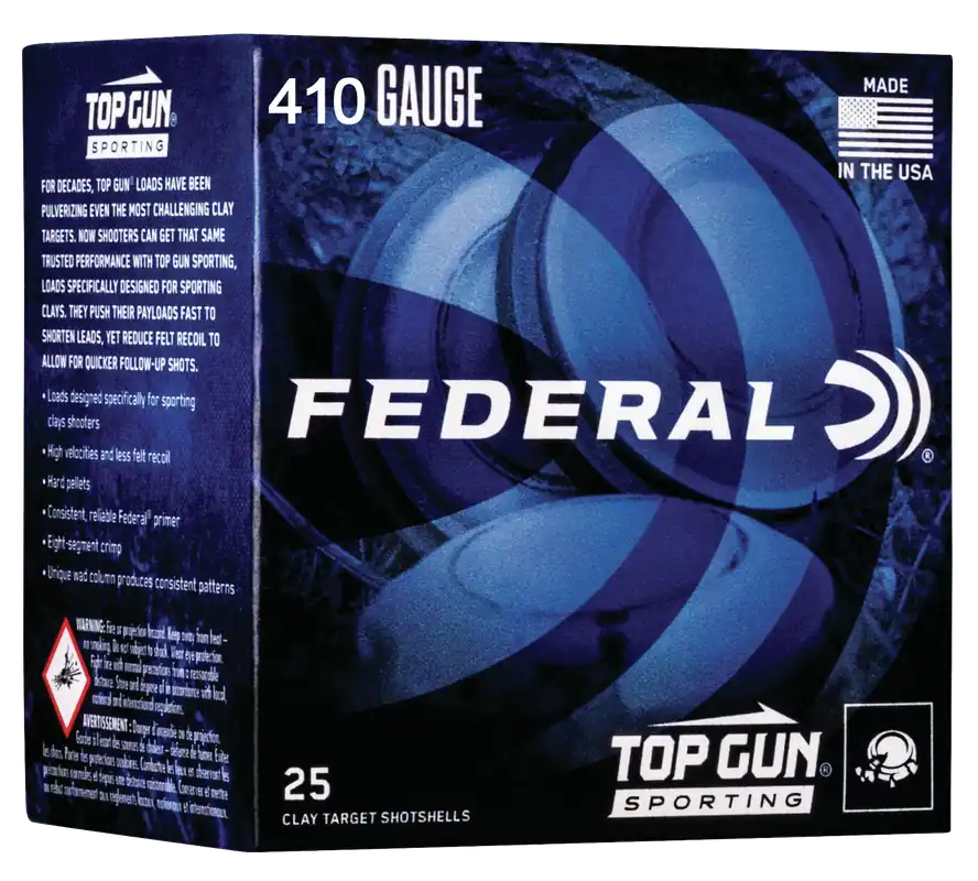 Federal TGS412149 Top Gun 410 Gauge 2.5" 1/2 oz 9 Shot - 25 Rounds per Box, 10 Boxes per Case