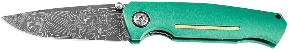 Boker 111102DAM Damascus Blade with Green Aluminum Handle