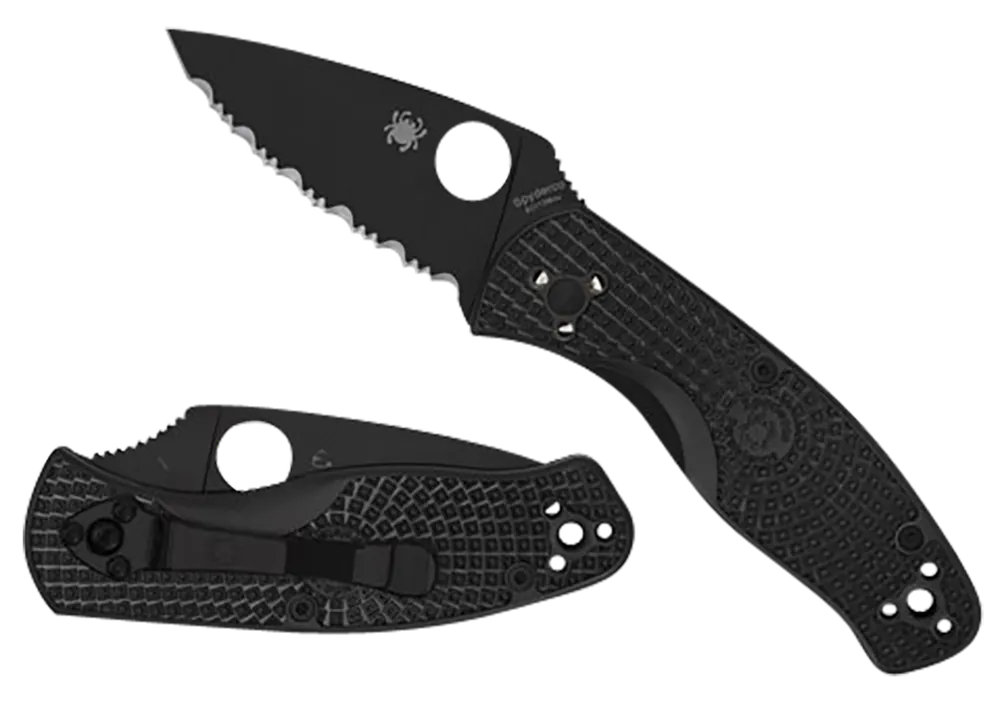 Spyderco C136PBBK Persistence Lightweight Folding Knife with Black Oxide Blade and Textured FRN Handle