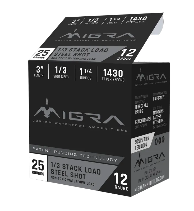 Migra Ammunitions M12S13 Staxd 12 Gauge 3" 1 1/4 oz 1/3 Shot - 25 Rounds per Box, 10 Boxes per Case
