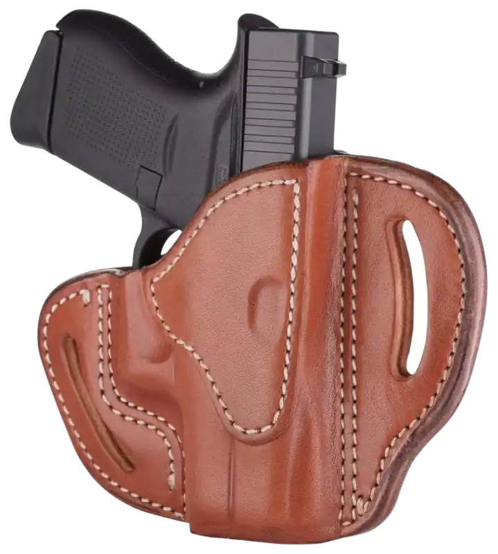 Compact Brown Leather OWB Holster for Glock 43/Sig P365 - Right Handed