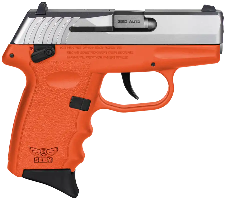 SCCY CPX-4TTOR 380 ACP Pistol with Orange Polymer Grip and Serrated SS Slide