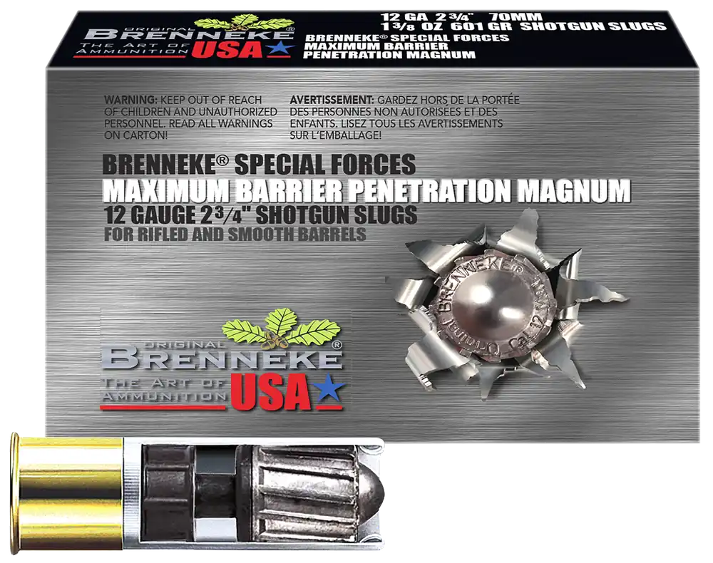 Brenneke SL122MBPM 12 Gauge Magnum Slug - Maximum Barrier Penetration, 5 Rounds per Box