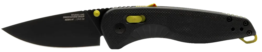 SOG Aegis AT Folding Knife with 3.13" Black TiNi Cryo D2 Steel Blade and GRN Handle