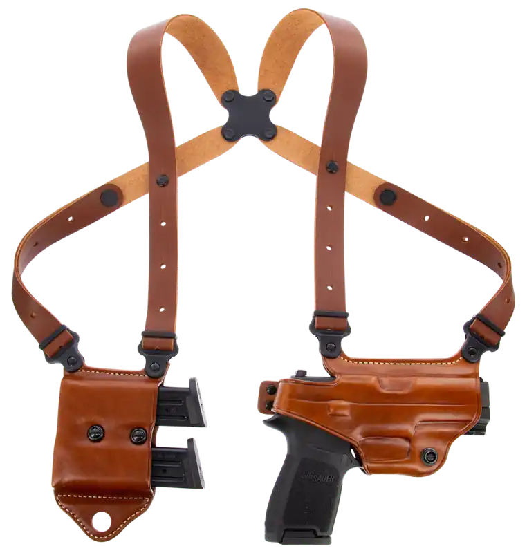 Galco Miami Classic II Shoulder Holster for Sig P320/M17/M18 & Taurus G2/G3/G3C - Tan Leather, Right Hand, Fits Up to 56" Chest