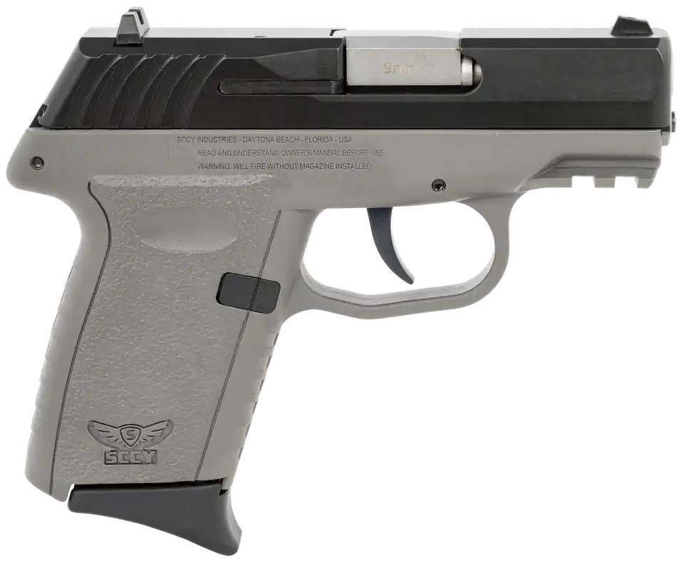 SCCY CPX-2CBSGG3 9mm Pistol, 3.1" Barrel, 10-Round, Black/Gray Finish, Night Sights