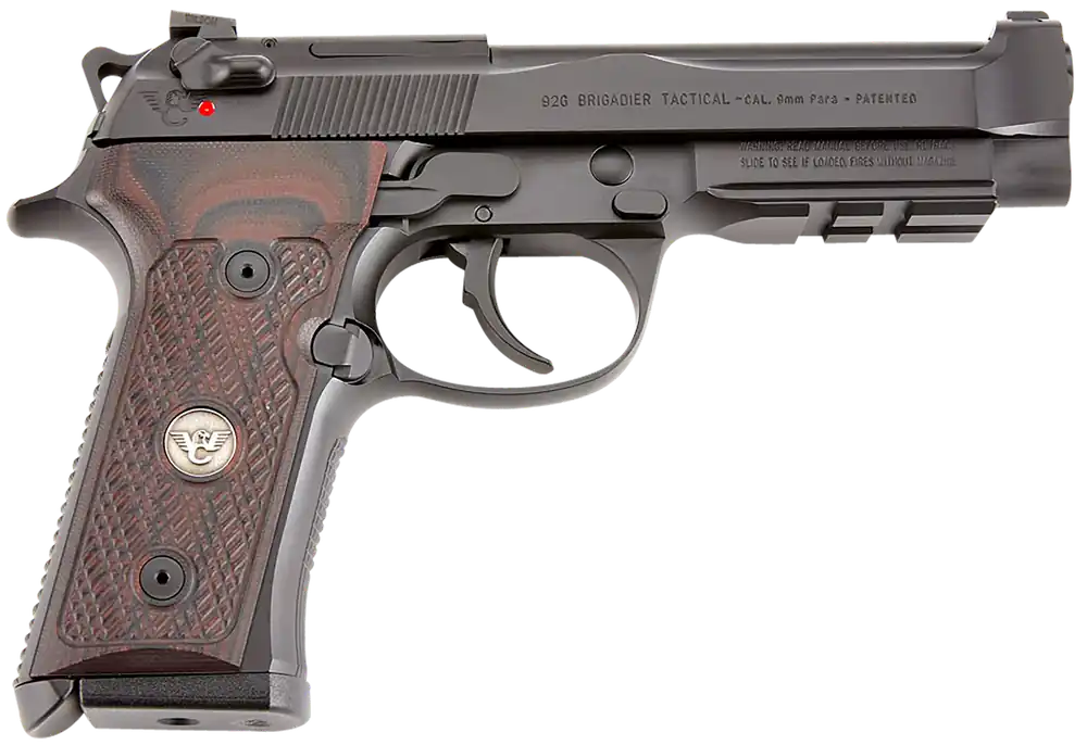 Wilson Combat 92G Vertec/Brigadier Tactical 9mm, 4.70" Barrel, 15+1, Black Finish, Picatinny Rail, Black Cherry G10 Grip