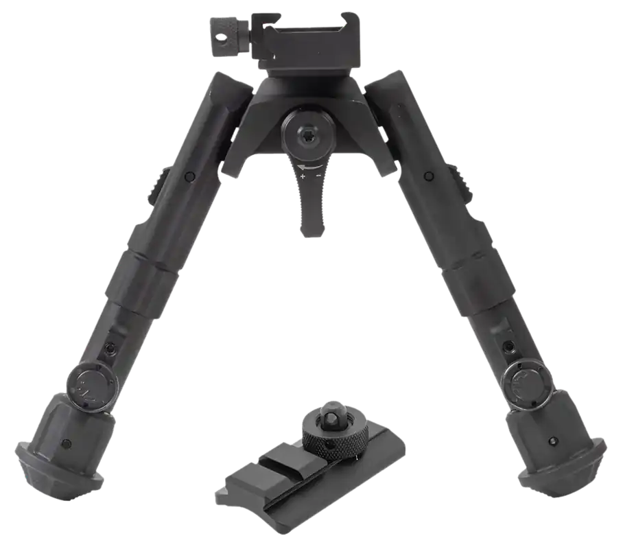 Leapers TLBP02B Recon 360 Adjustable Aluminum Bipod in Matte Black Anodized Finish