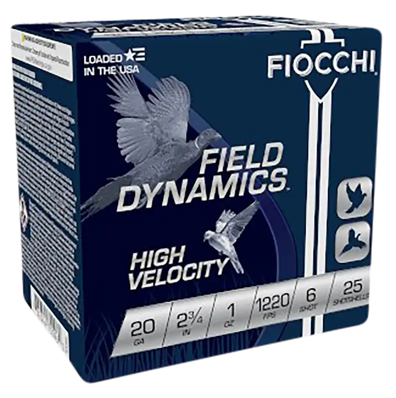 Fiocchi Field Dynamics 20 Gauge High Velocity 6 Shot Ammo - 25 Rounds per Box