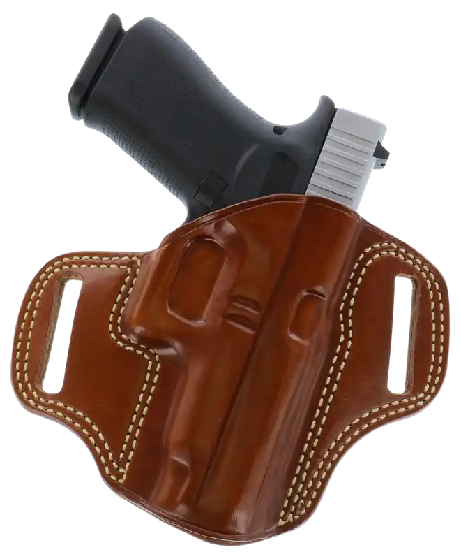 Galco CM226 Combat Master OWB Tan Leather Holster for Glock 19/23 Gen2-5 & CZ P-10C, Right Hand, 1.75" Belt Slide