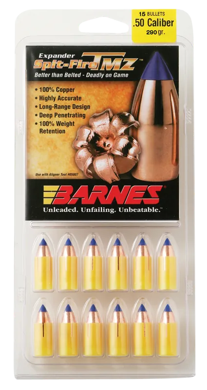 Barnes Bullets 30594 Spit-Fire TMZ 50 Cal 290gr Muzzleloader Ammo 15 Rounds
