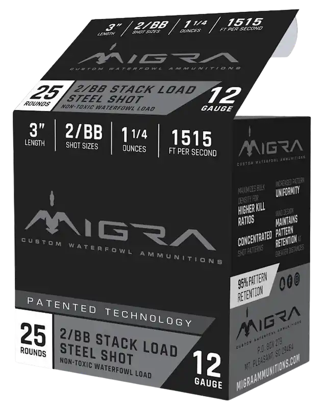 Migra Ammunition 12 Gauge 3in 1 1/4oz 2/BB 25rd