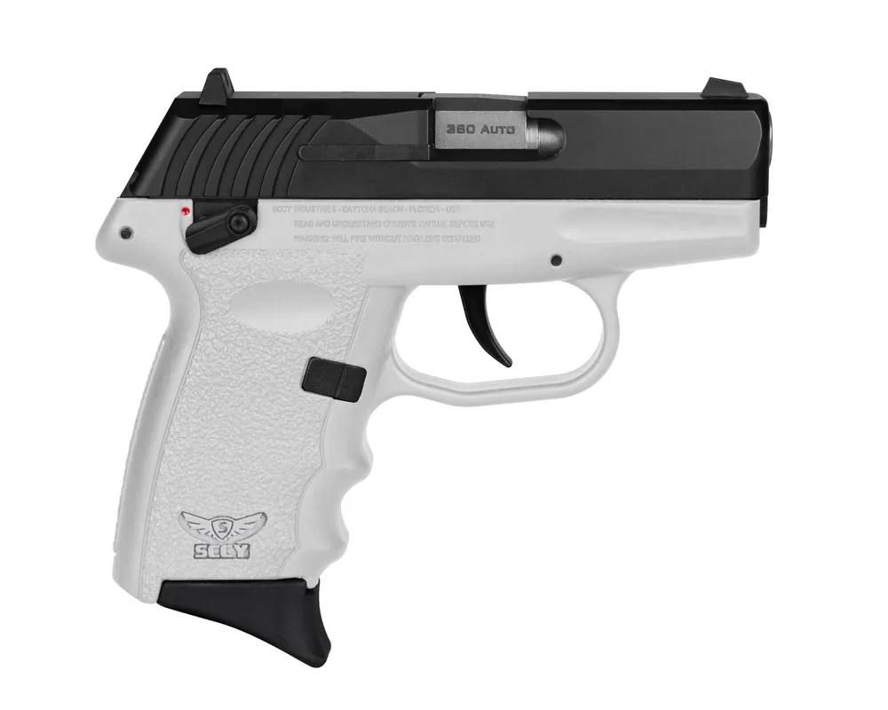 SCCY CPX-4CBWT 380 ACP Pistol with White Polymer Grip and Black Nitride Slide