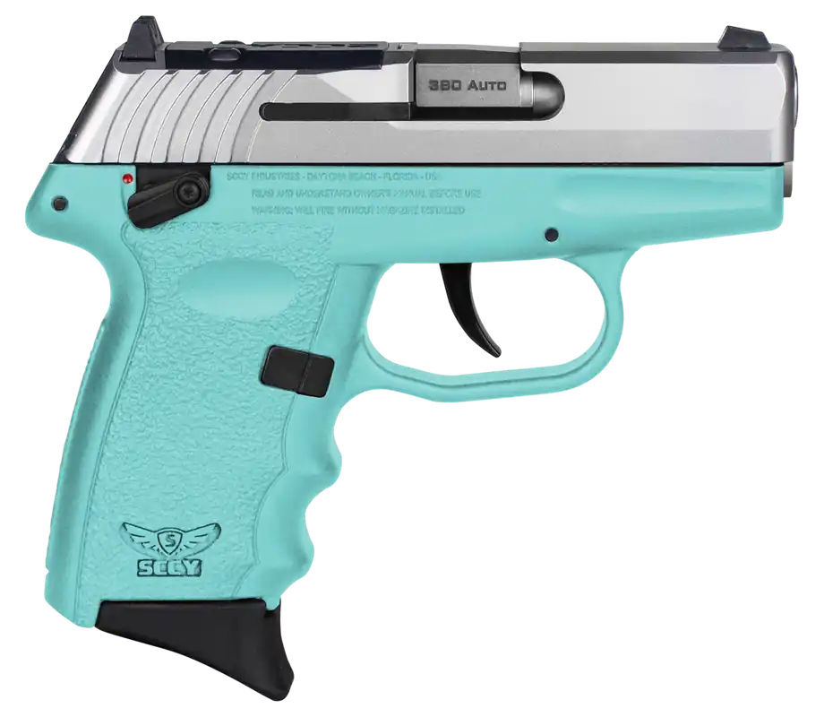SCCY CPX-4 RD 380 ACP Pistol with Blue Polymer Grip and Stainless Steel Slide