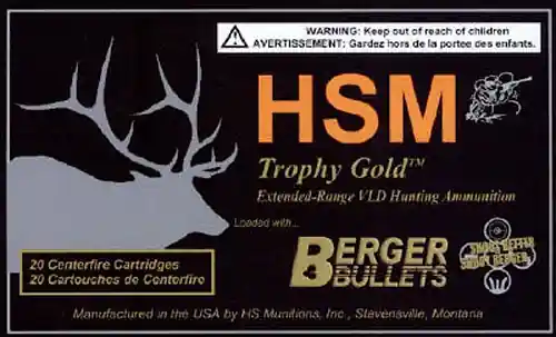 HSM 270 WSM 130gr Berger VLD Trophy Gold Ammo - 20 Rounds