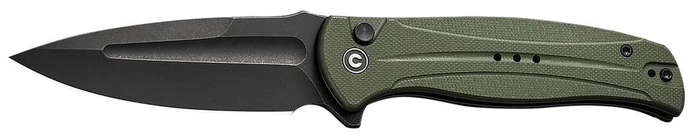 Civivi Incindie Folding Knife with 3.48" Black Stonewashed Blade and OD Green G10 Handle