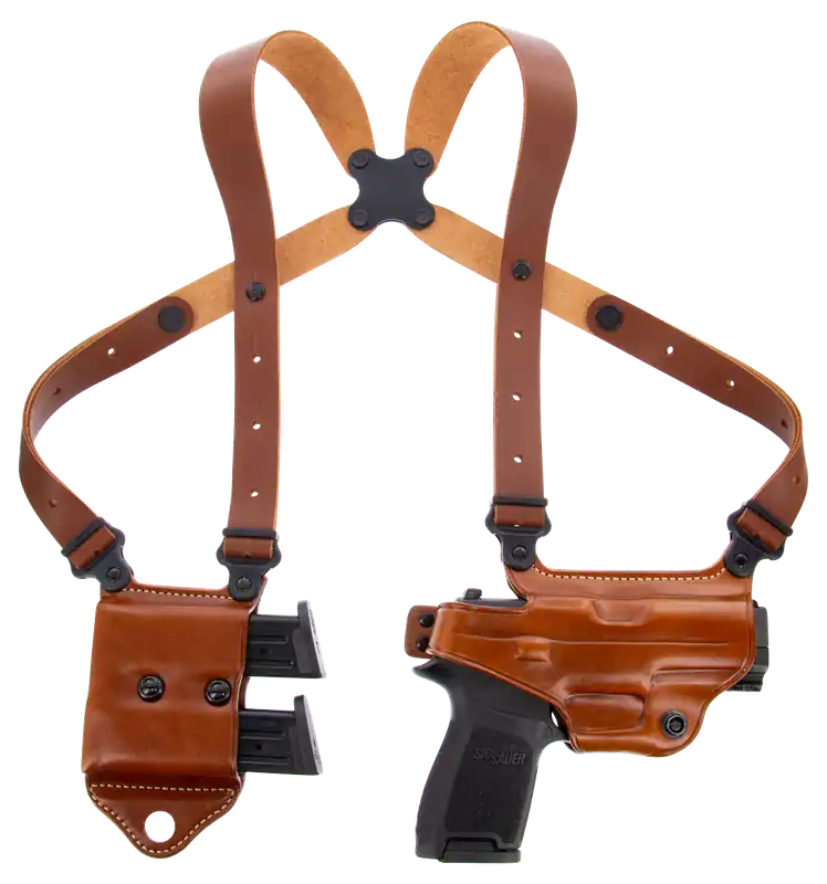 Galco Miami Classic II Shoulder Holster for S&W M&P Shield/Glock 43/43X, Right Hand, Tan Leather, Fits Up to 56" Chest