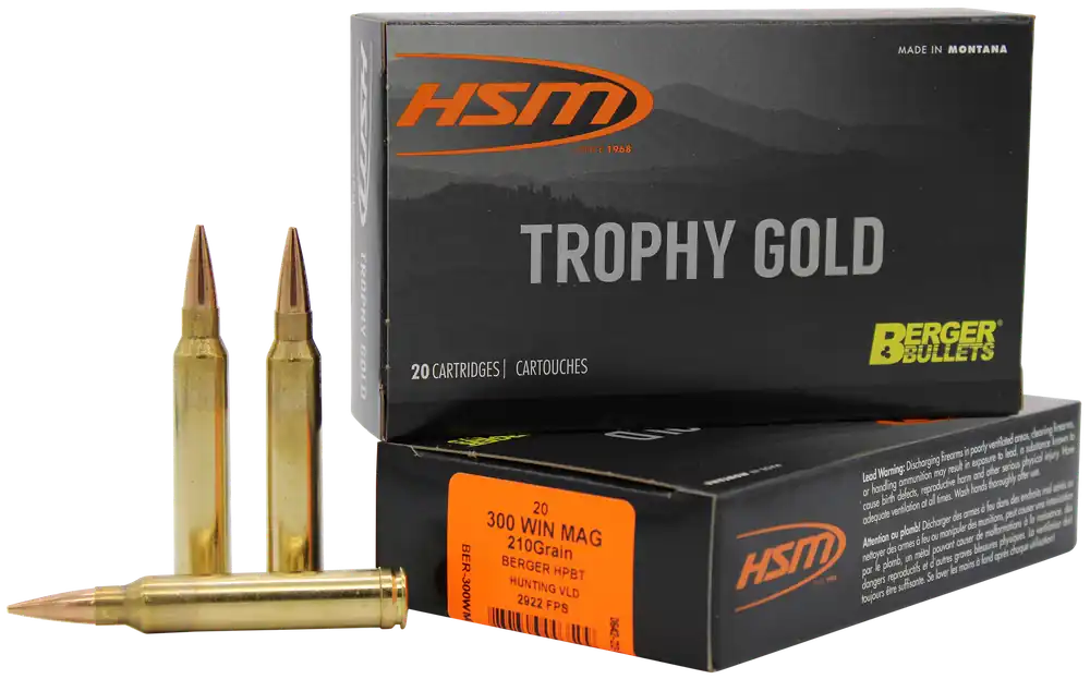 HSM 300 Win Mag 210 gr Berger VLD Match Trophy Gold 20/Box