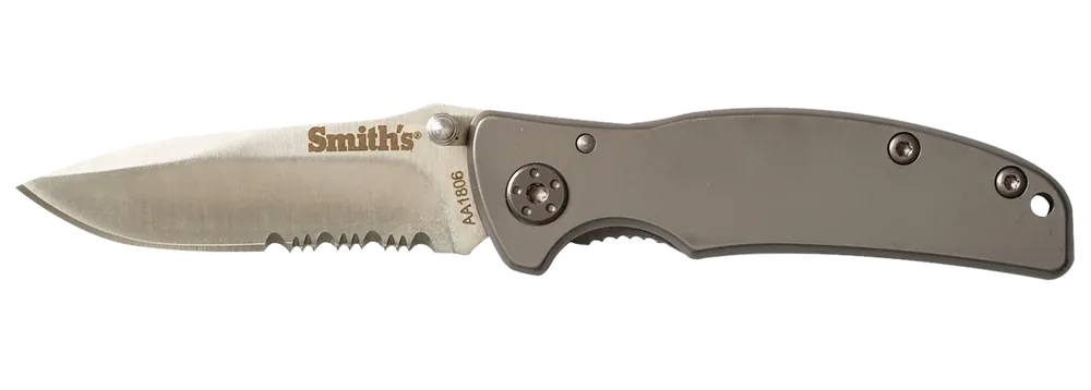 Smiths Products 51007 Titania I Folding Knife with Part Serrated Satin Titanium Coated Blade and Pocket Clip