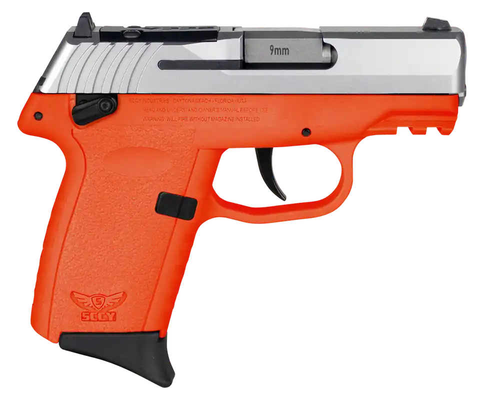 SCCY CPX-1 Gen3 9mm Luger Pistol, 10+1 Capacity, Orange Polymer, Serrated SS Slide, Picatinny Rail