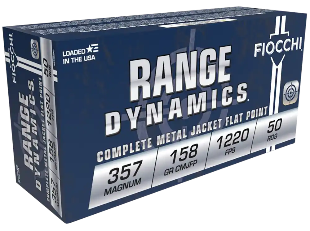 Fiocchi 357 Magnum 158gr CMJ Flat Point Ammo - 50 Rounds per Box