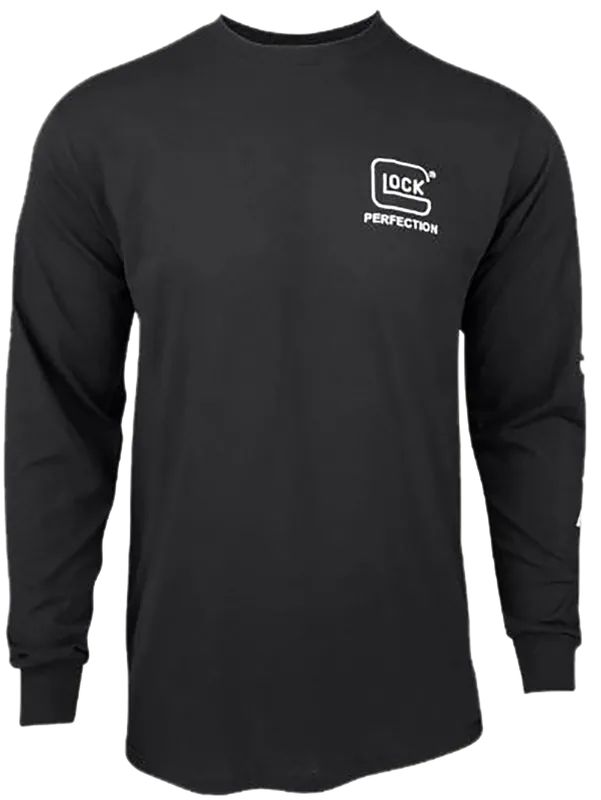 Glock AP96100 Black Long Sleeve Tee - Large, Pre-Shrunk Cotton
