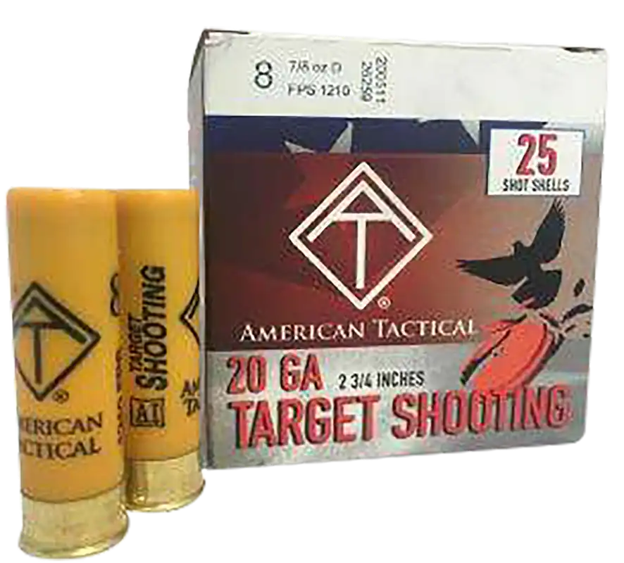 ATI 20 Gauge Target Load, 2.75" 7/8oz, #8 Shot, 25 Rounds per Box, 10 Boxes per Case
