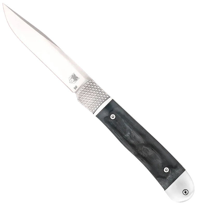 CobraTec Knives CTTHRBLK Trapper Hidden Release with D2 Steel Blade and Black Bone Handle