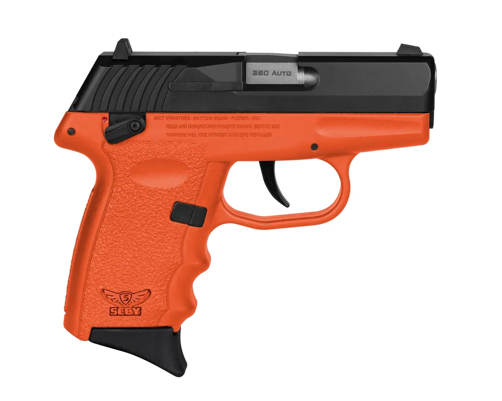 SCCY CPX-4CBOR 380 ACP Pistol with Orange Polymer Grip and Black Nitride Slide