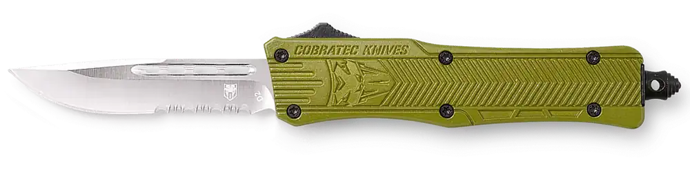 CobraTec Knives CTK-1 Small OTF Knife with D2 Steel Blade and OD Green Handle