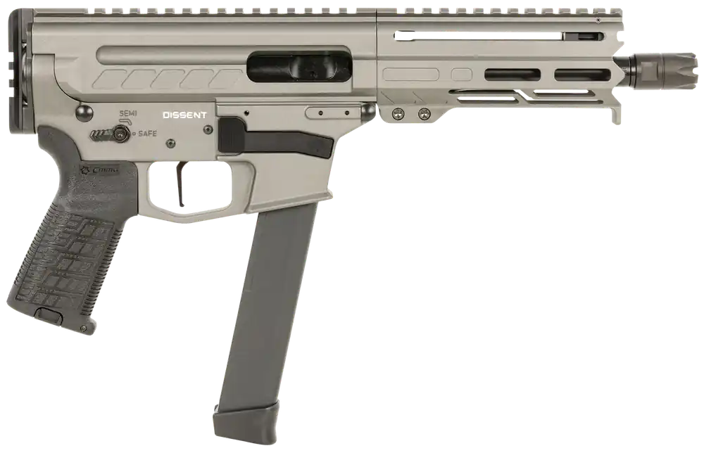 CMMG Dissent MKGS 9mm Pistol, Tungsten Gray, 33+1 Capacity, 6.5" Barrel, M-LOK Handguard, Left Side Charging, TriggerTech Trigger