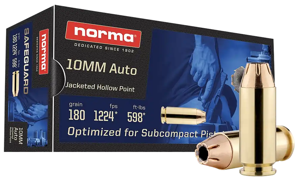 Norma 10mm 180gr JHP Ammo - 50 Rounds per Box