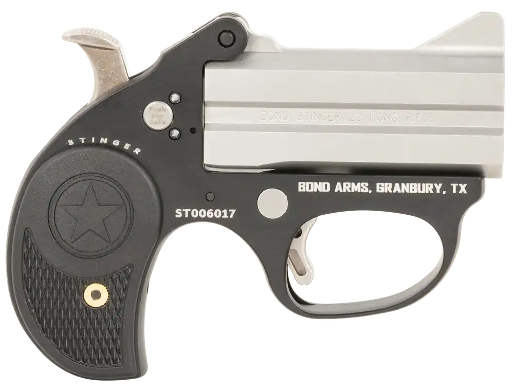Bond Arms BAST Stinger .22 LR Pistol - 3" Barrel, 2-Round Capacity, Stainless/Aluminum, Black Grip