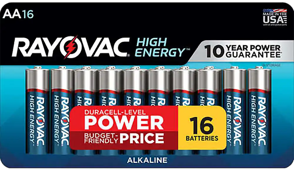 Rayovac AA High Energy Alkaline Batteries, 16-Pack, 1.5V, 2700mAh