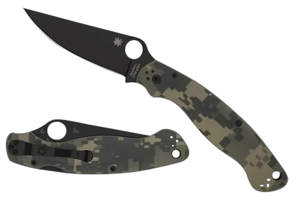Spyderco Military 2 Folding Knife with Black DLC Blade and Digital Camo Handle