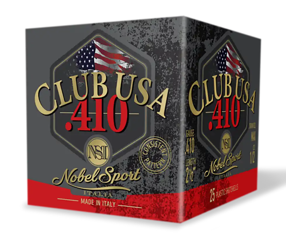 Nobel/Eurosports LLC ANS4126 Club USA 410 Gauge 2.5" 1/2 oz #6 Shot - 25 Rounds per Box, 10 Boxes per Case