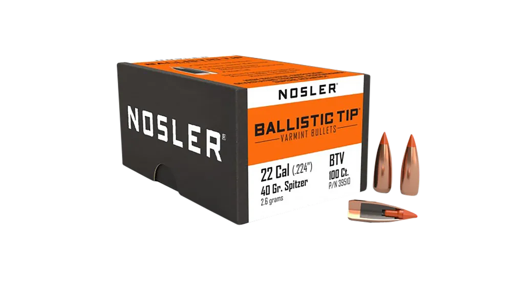 Nosler 39510 Ballistic Tip 22 Caliber 40 Grain Spitzer 100 Count Box