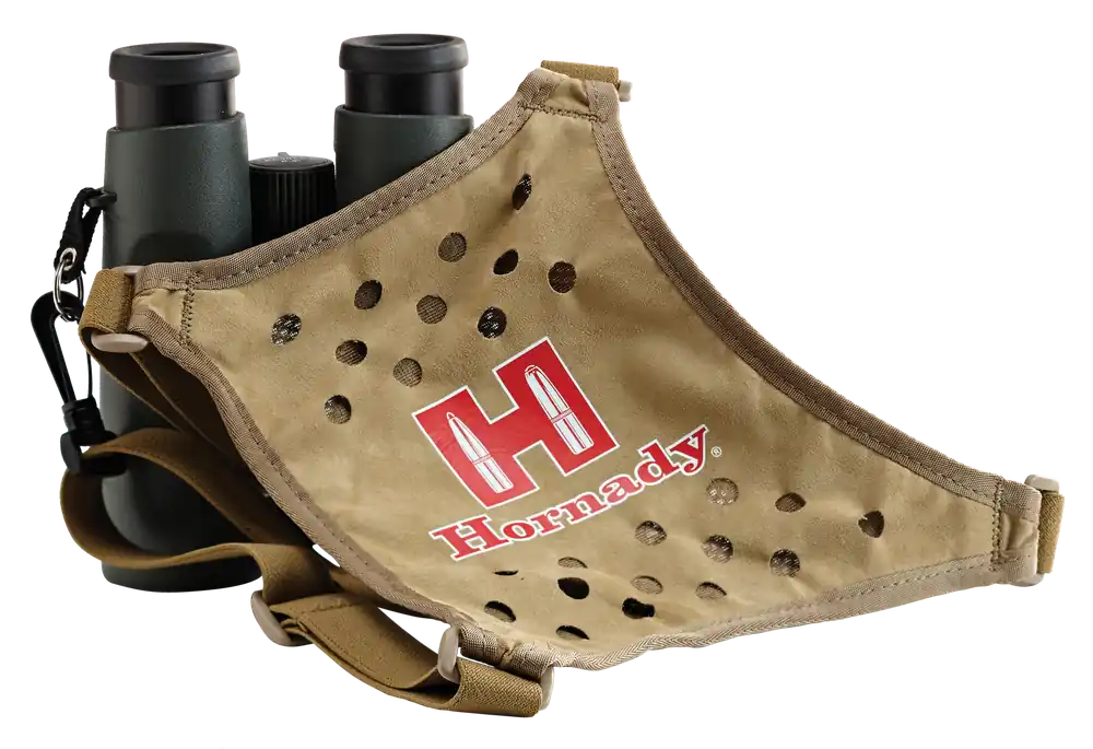Hornady Binocular Harness with Tan and Red Logo Elastic Straps