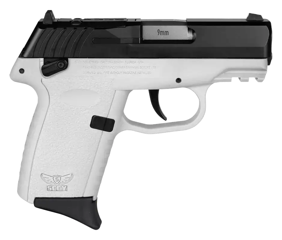 SCCY CPX-1 Gen3 9mm Pistol with White Polymer Grip and Black Nitride Slide