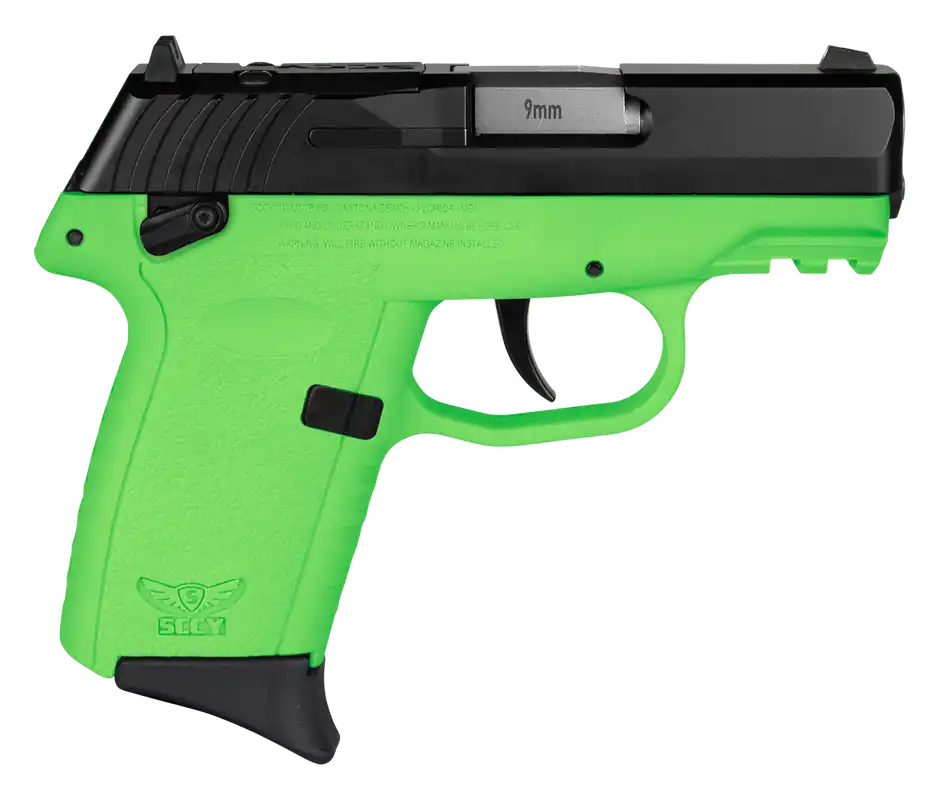 SCCY CPX-1 Gen3 9mm Pistol, Lime Green, 10+1 Capacity, Black Nitride Slide