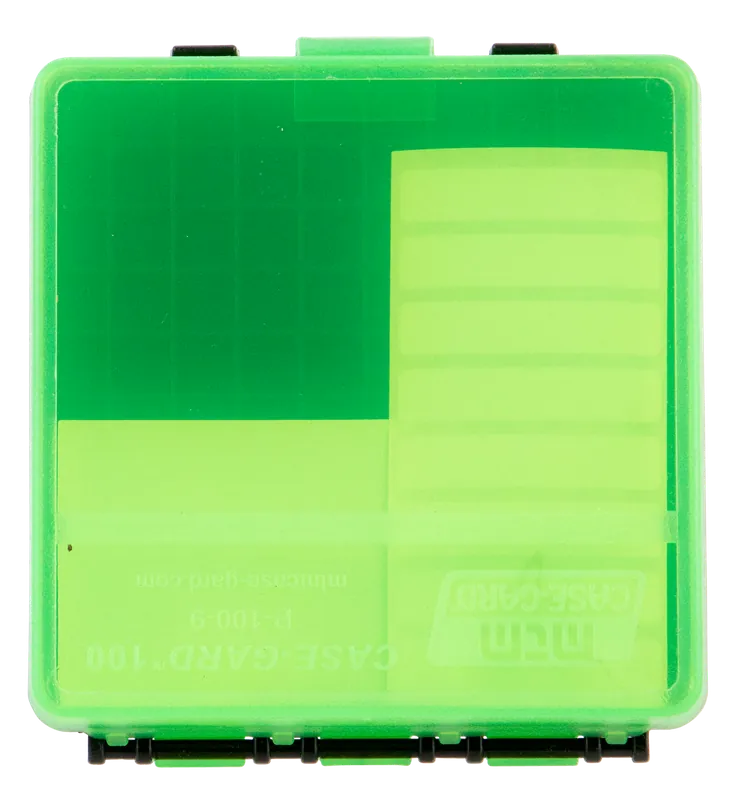 MTM Case-Gard P-100 Multi-Caliber Handgun Ammo Box - Clear Green, 100 Rounds
